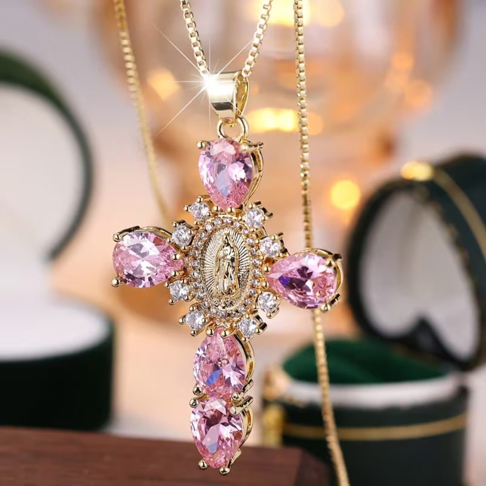 Moederdag Ketting Dames Kruis Hanger Strass Design Sieraad