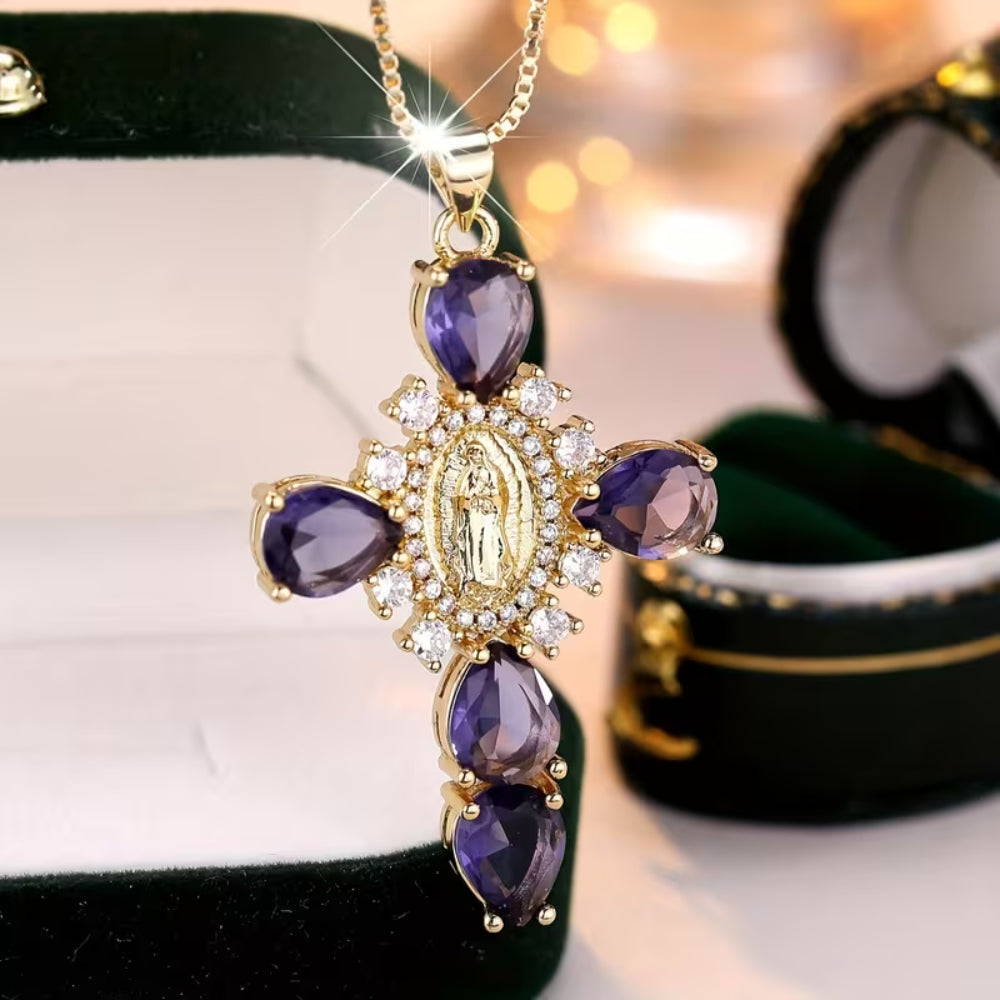 Collana Festa della Mamma Donna Ciondolo Croce Design Strass Gioiello