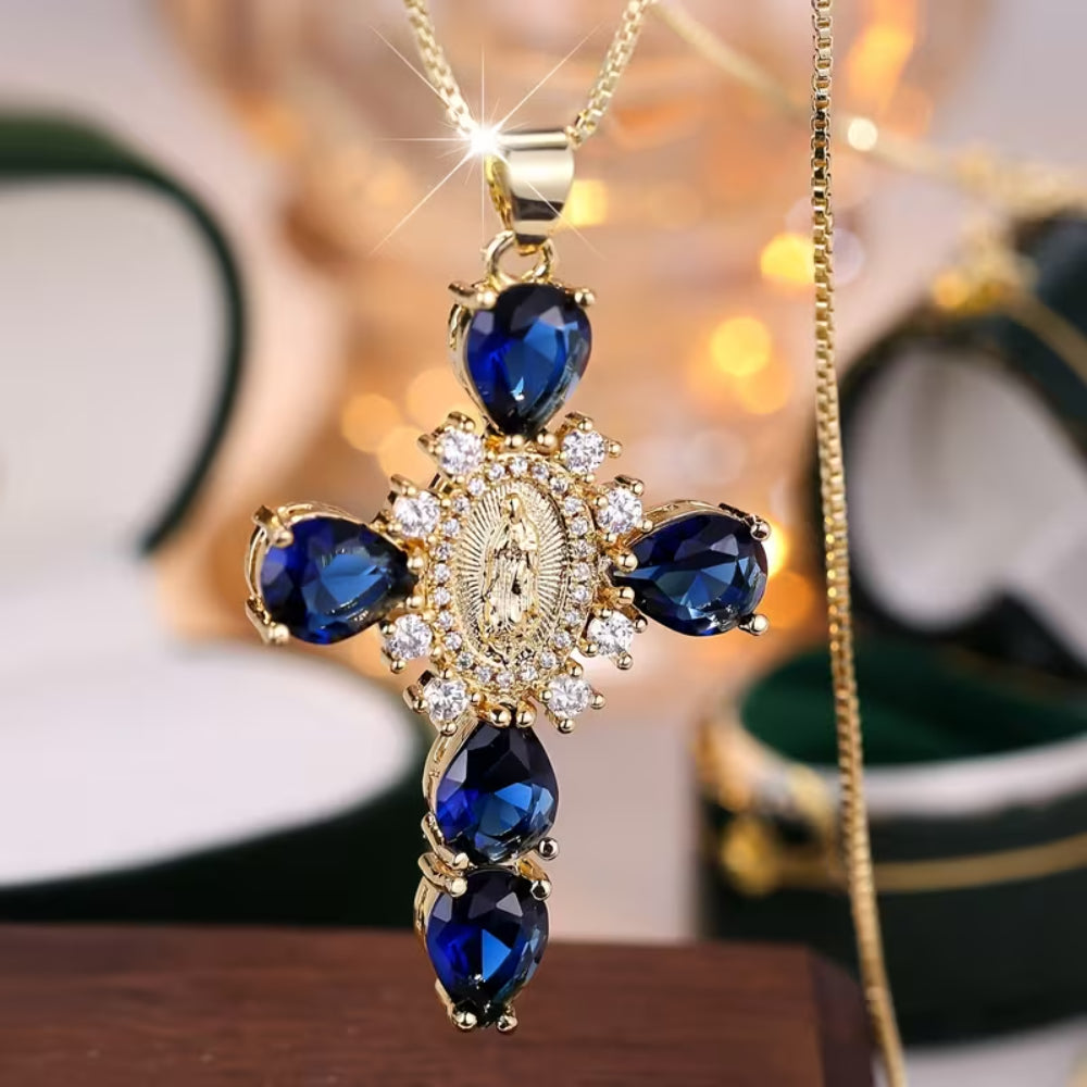 Collana Festa della Mamma Donna Ciondolo Croce Design Strass Gioiello