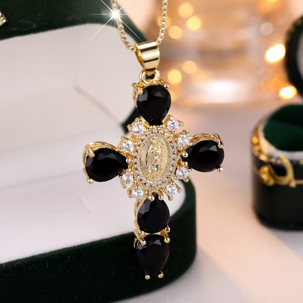 Collana Festa della Mamma Donna Ciondolo Croce Design Strass Gioiello