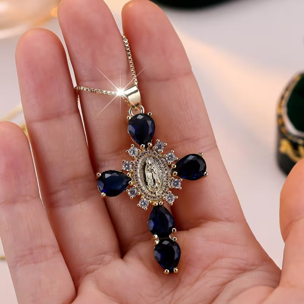 Collana Festa della Mamma Donna Ciondolo Croce Design Strass Gioiello