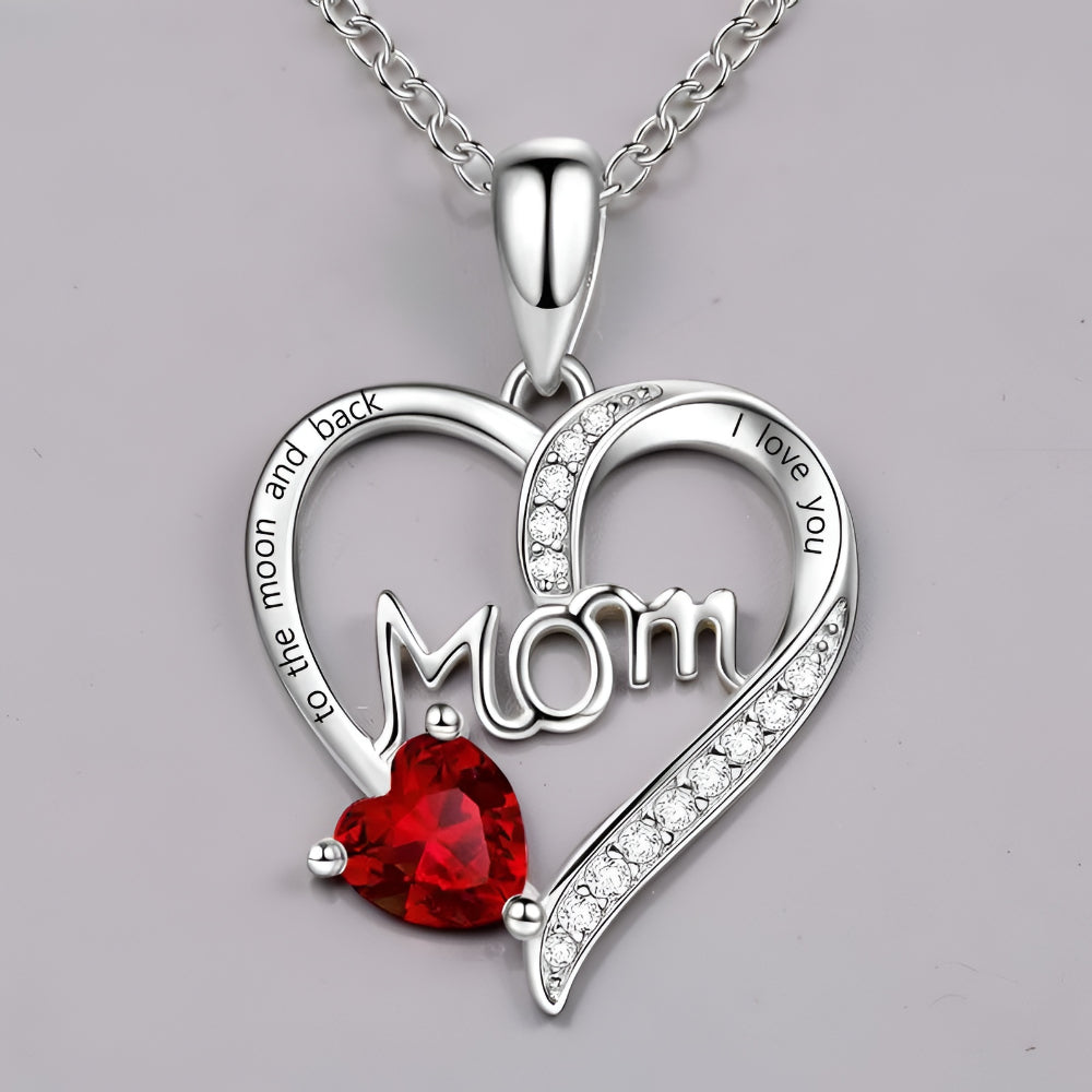 Collar Día de la Madre Corazón Rosa Caja de Regalo Set de Joyería de Cristal