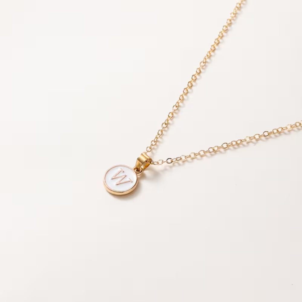 Mother's Day Gift Necklace Women Adjustable Initial Pendant Enamel