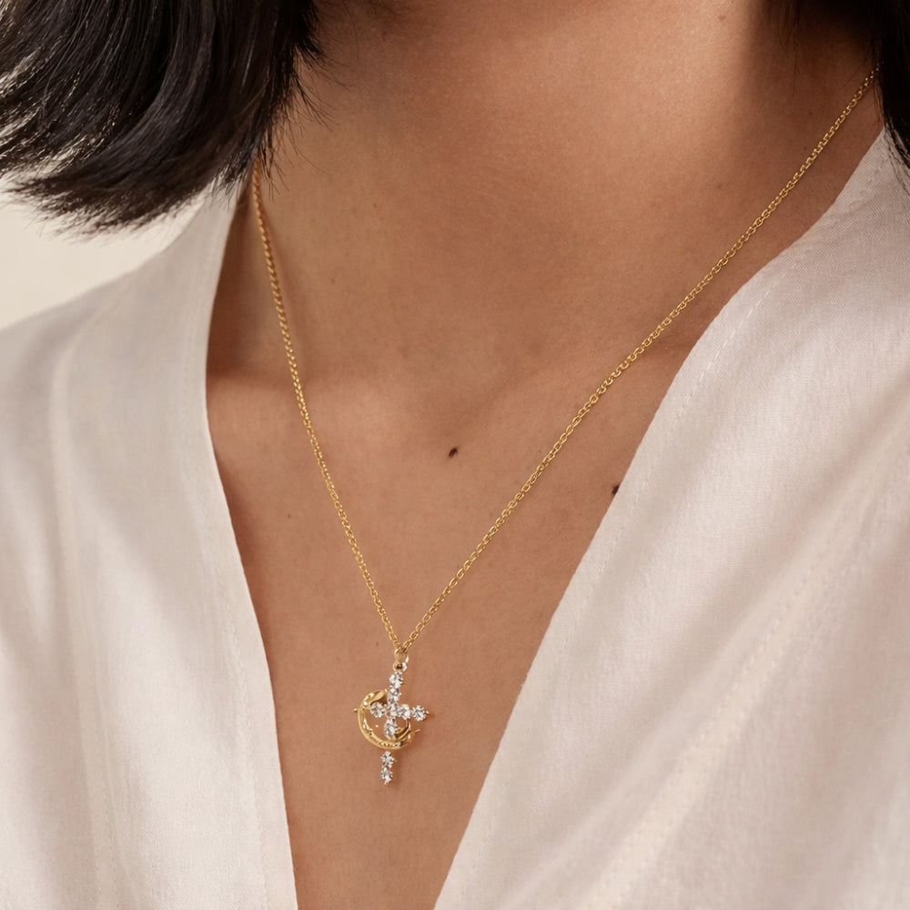 Mother's Day Necklace Cross Pendant Women Gold Silver Jewelry