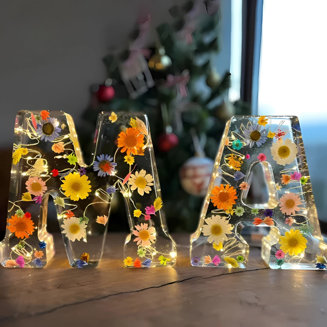 Lámpara de Letras LED para el Día de la Madre Decoración de Flores Luz Nocturna Personalizada