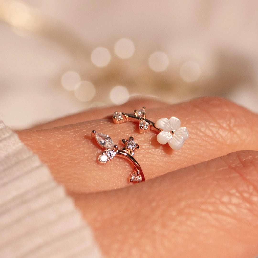 Mother's Day Ring Women's Birthstone Flower Design Adjustable Jewelry
