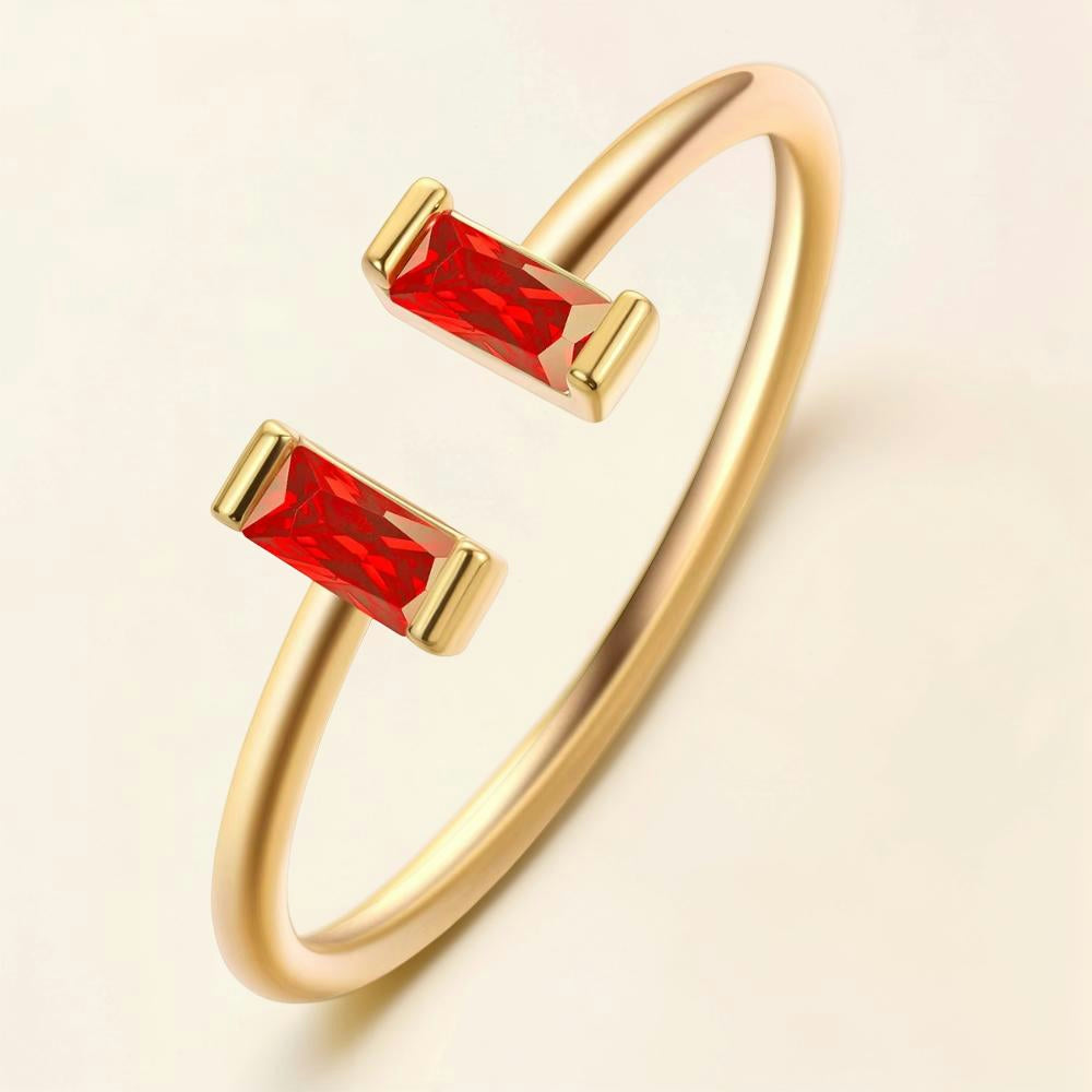 Anillo Día de la Madre para Mujer Diseño Abierto Piedra Cuadrada Joyería Minimalista