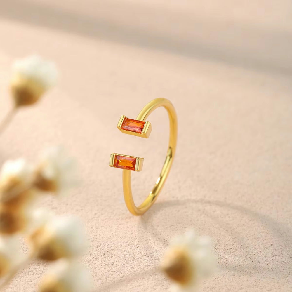 Anello Festa della Mamma Donna Design Aperto Pietra Quadrata Gioiello Minimalista