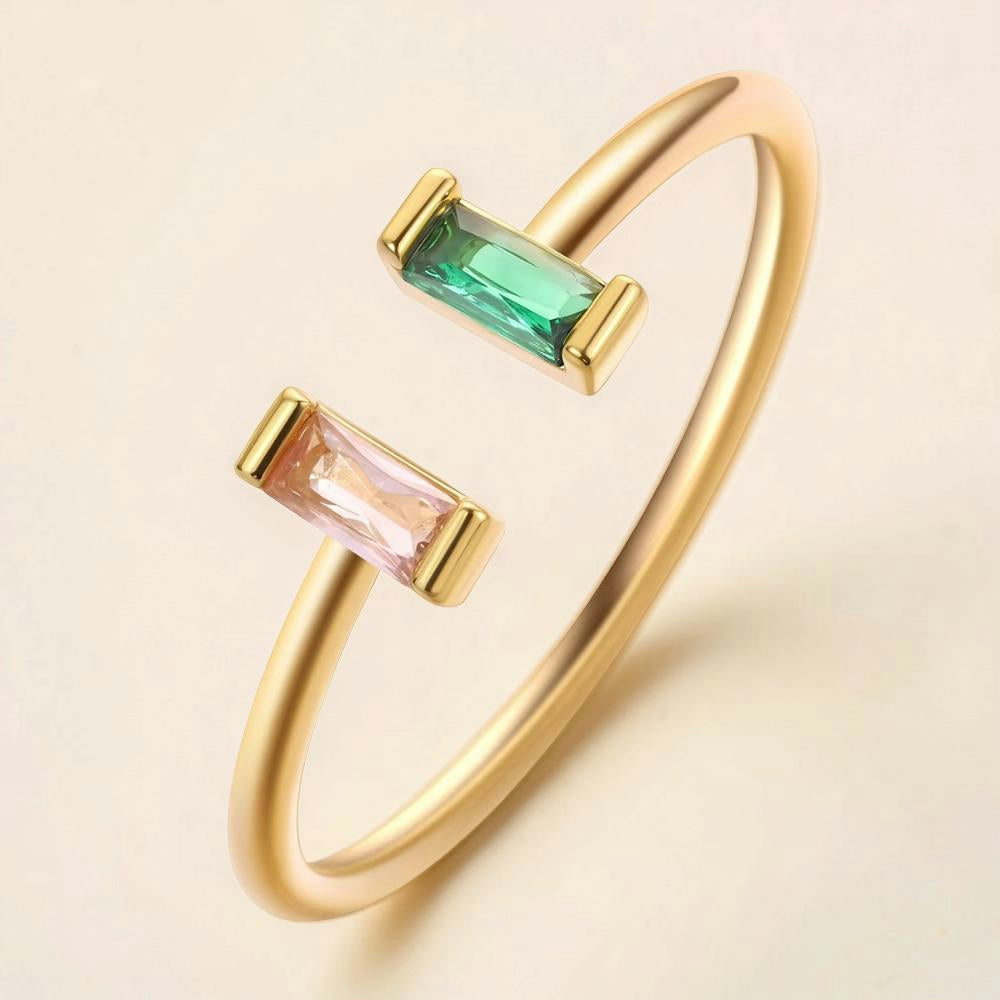 Anillo Día de la Madre para Mujer Diseño Abierto Piedra Cuadrada Joyería Minimalista
