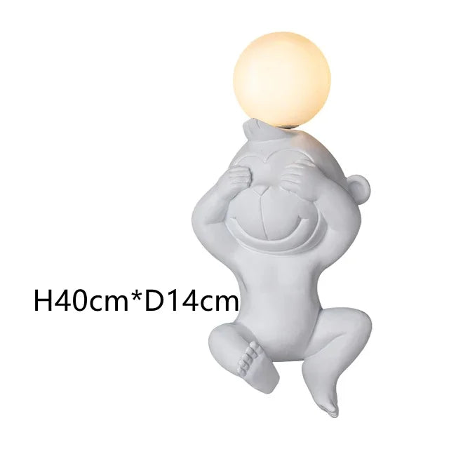 PlayfulGlow - Funny Monkey Wall Lamp with Milk Glass – Decorative LED Lamp