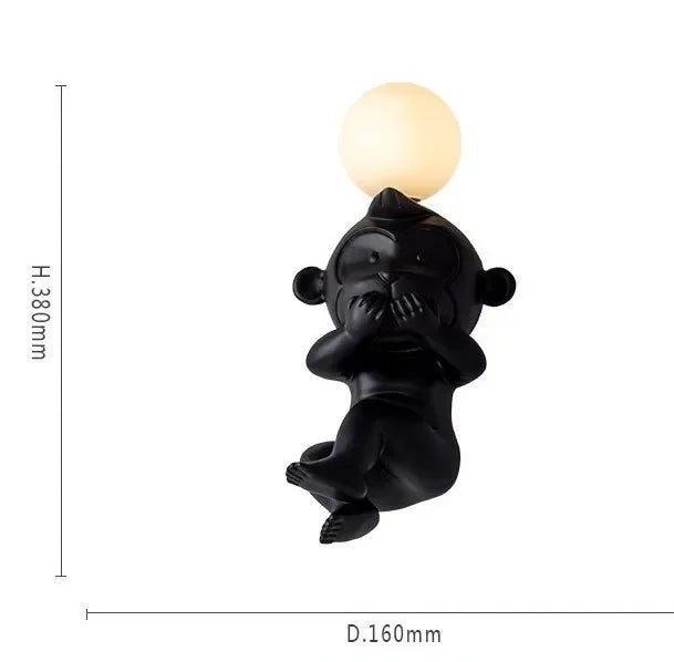 PlayfulGlow - Funny Monkey Wall Lamp with Milk Glass – Decorative LED Lamp