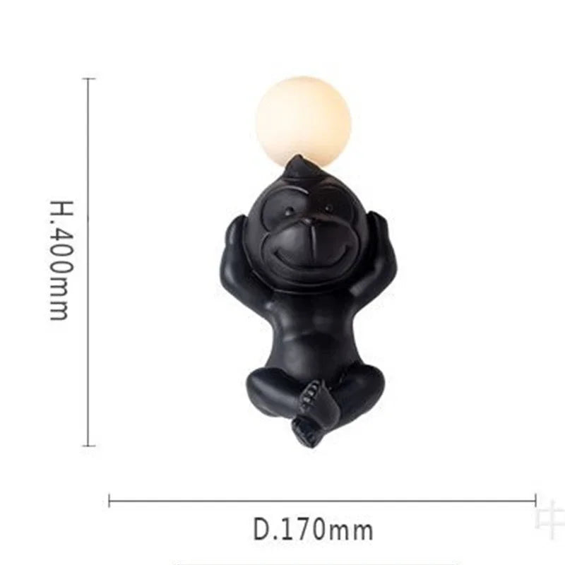 PlayfulGlow - Funny Monkey Wall Lamp with Milk Glass – Decorative LED Lamp
