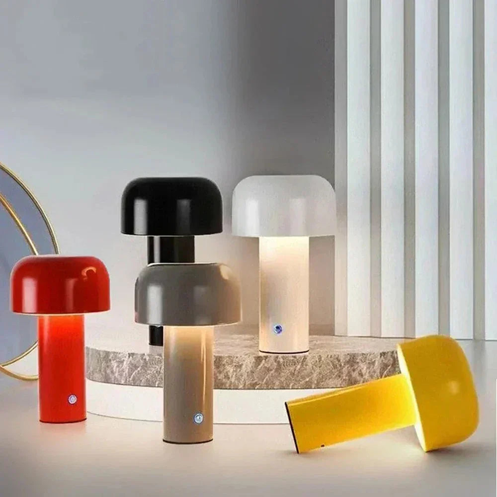 GlowMush - Lampada da Tavolo LED Ricaricabile, Lampada a Funghetto Wireless