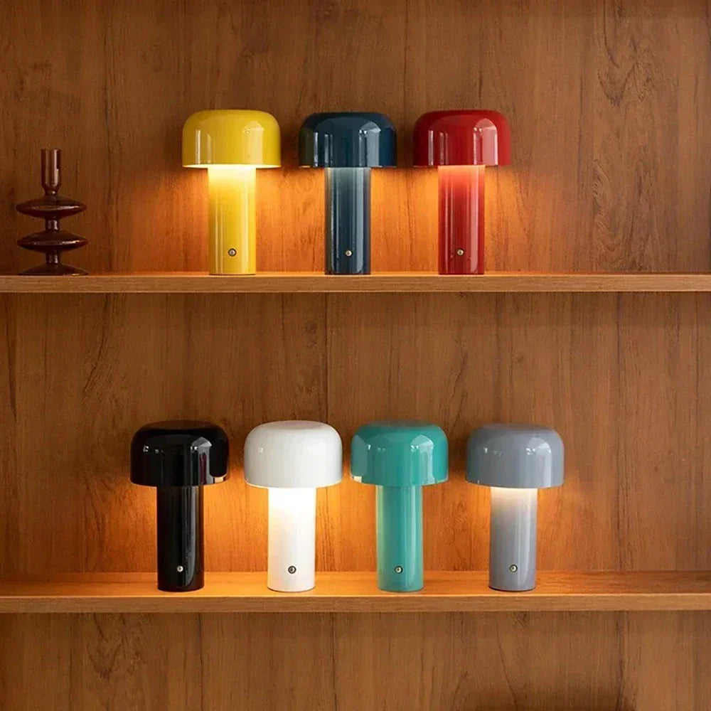 GlowMush - Lampada da Tavolo LED Ricaricabile, Lampada a Funghetto Wireless