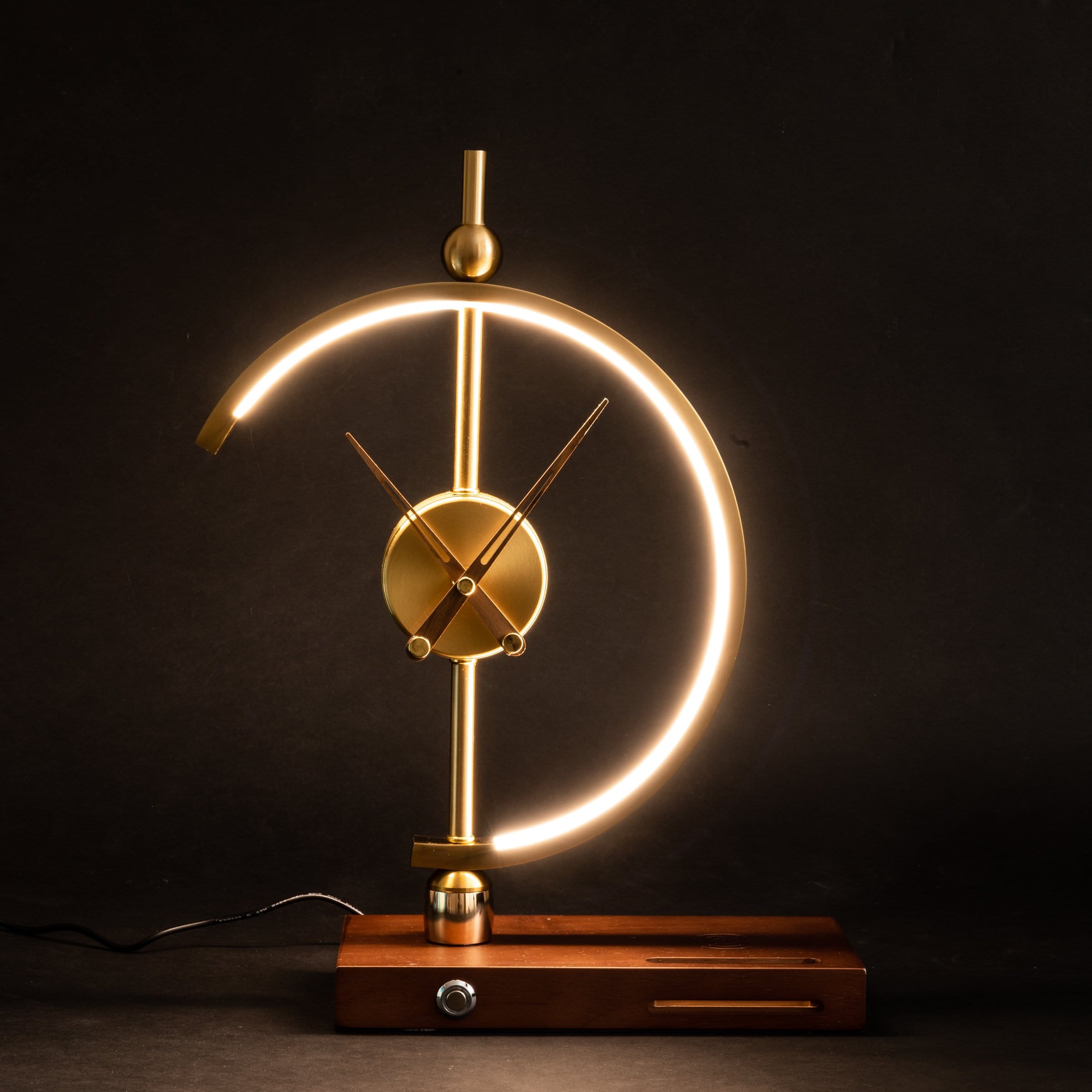 Aurora - Lampada da Tavolo Moderna Senza Fili Ricaricabile con Orologio