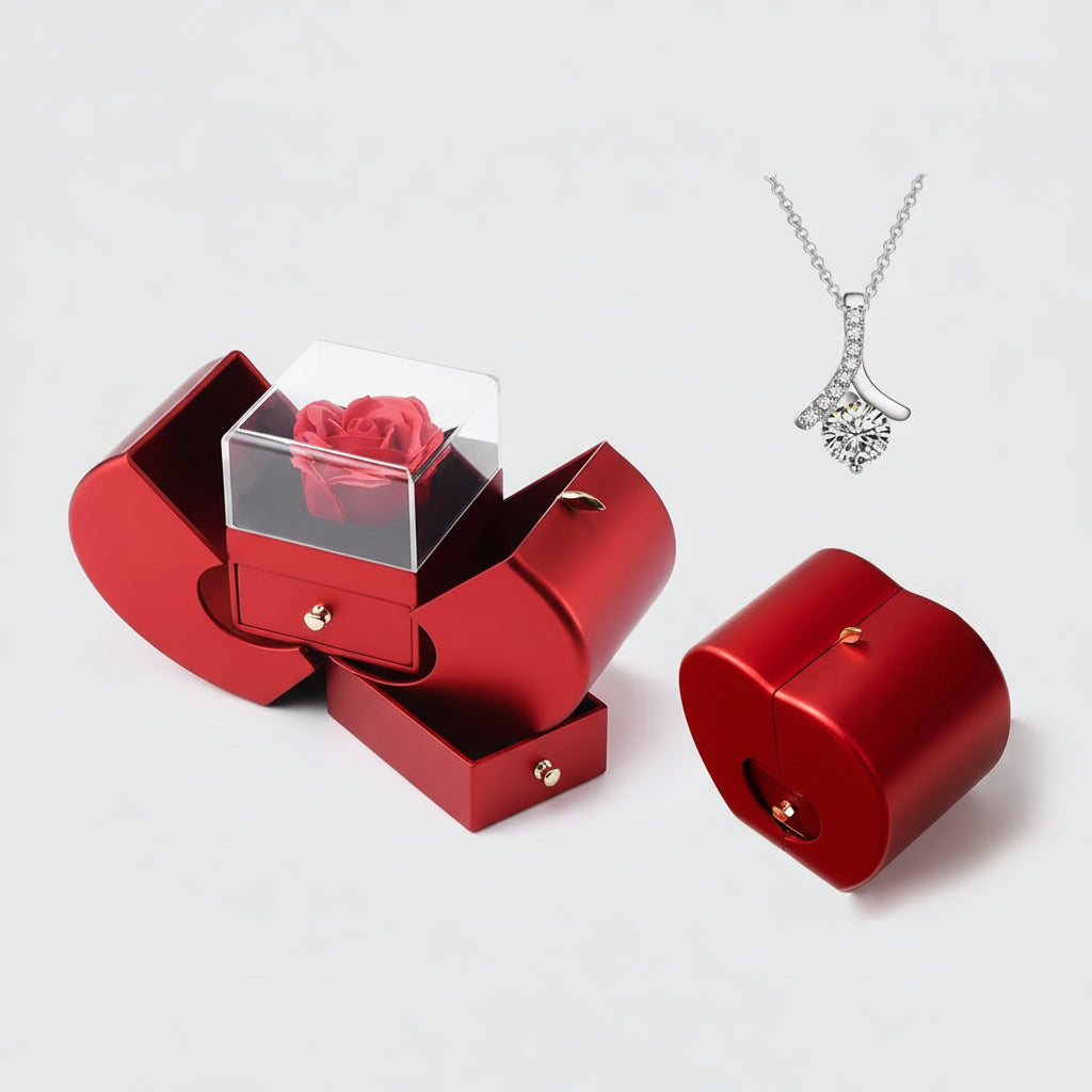 Scatola Gioielli Forma Mela Fiore Sapone Regalo San Valentino