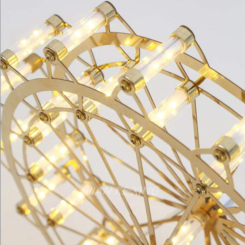 LumiSpin - LED Ferris Wheel Table Lamp with Music Function, Dimmable Retro Desk Lamp