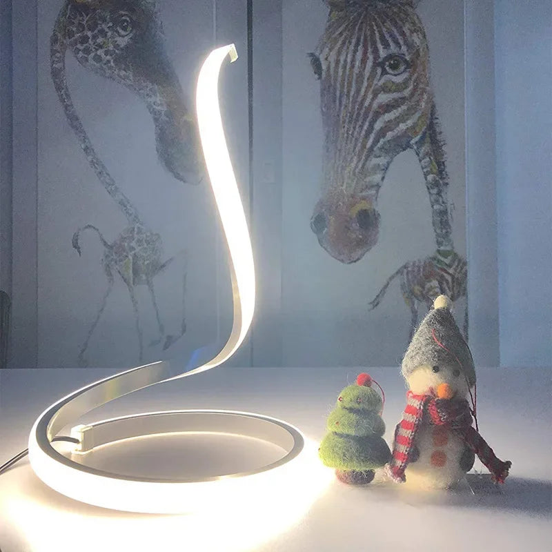 LumiSerpent - Candeeiro de Mesa LED em Forma de Serpente, Iluminação Regulável para Sala de Estar e Quarto