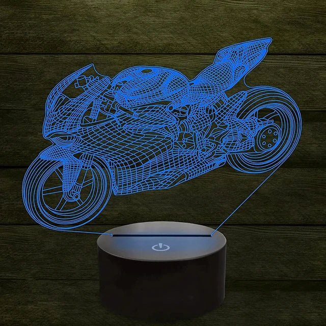 LumiBike - Lampada Notturna LED 3D con Design Moto per Bikers e Decorazione Cameretta Bambini