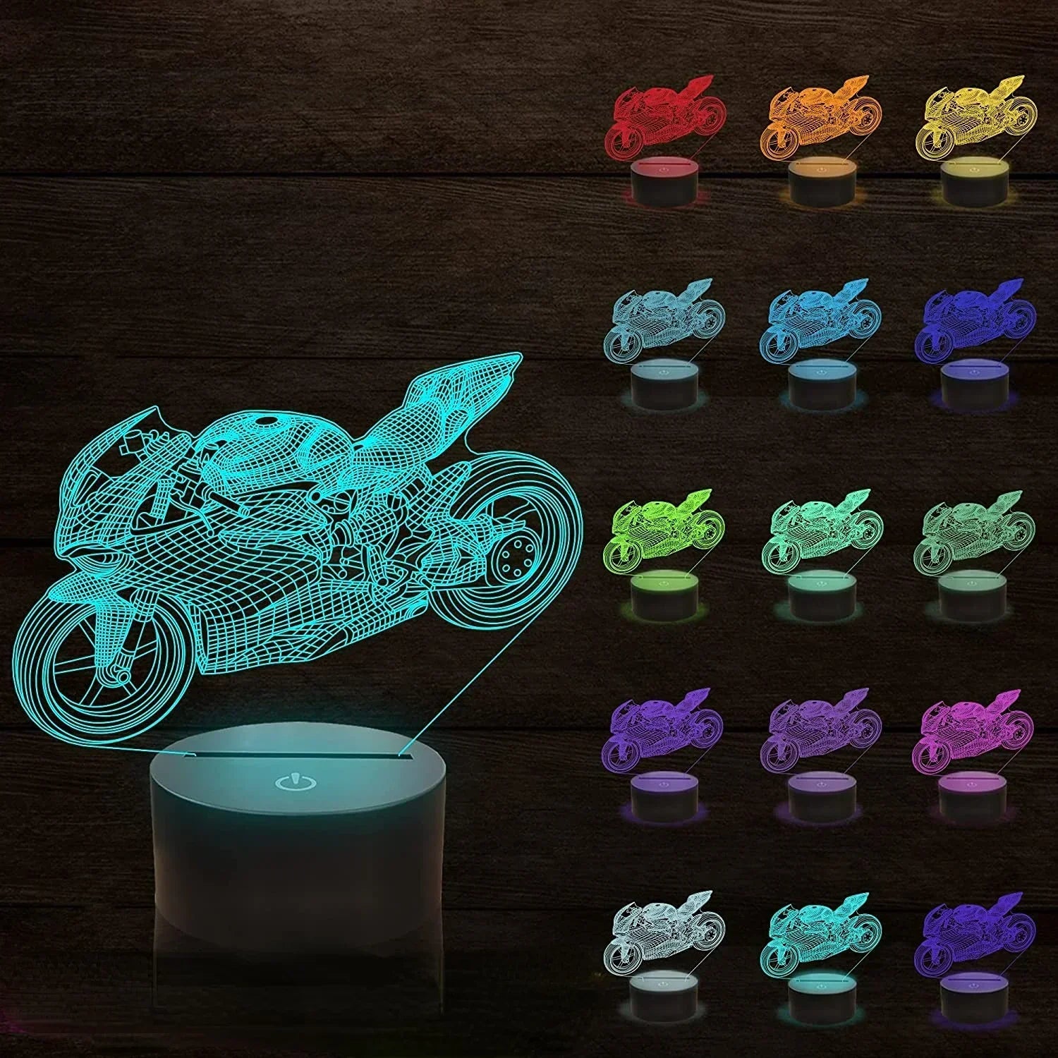 LumiBike - 3D LED Night Light with Motorcycle Design for Bikers & Kids' Room Decoration