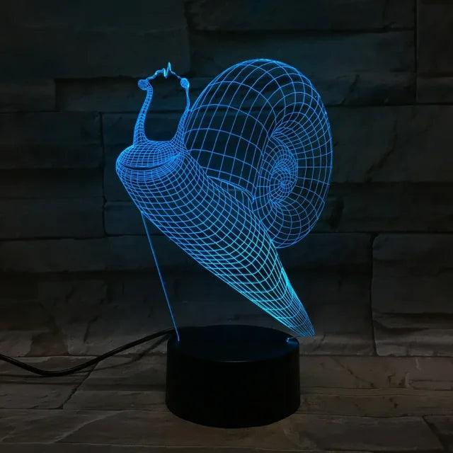 GlowSnail - Lampada Notturna LED 3D con Cambio Colore e Funzione Dimmerabile
