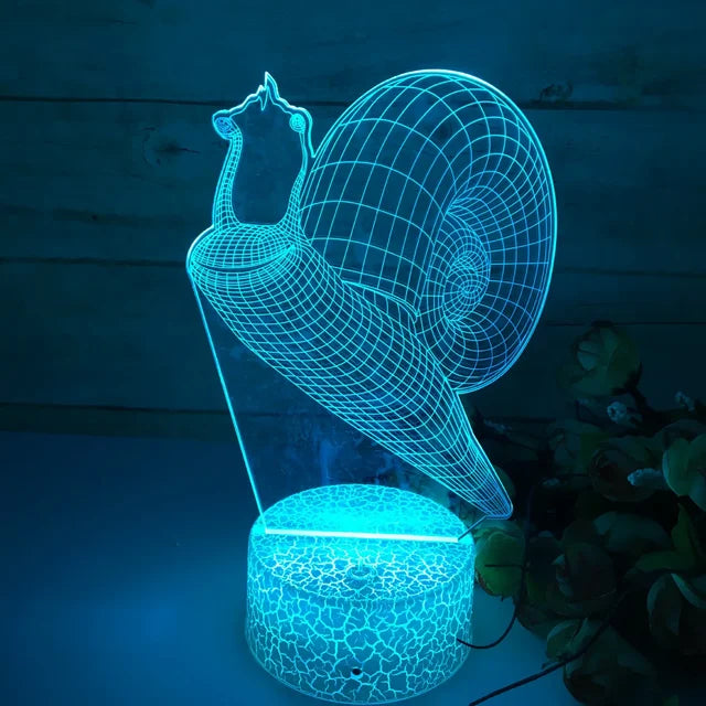 GlowSnail - Lampada Notturna LED 3D con Cambio Colore e Funzione Dimmerabile