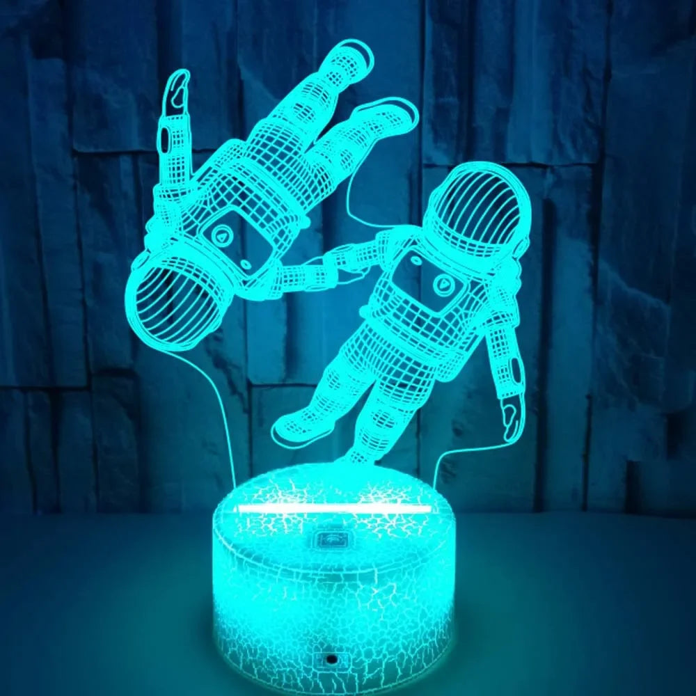 LumiAstro - Candeeiro Noturno 3D LED de Astronauta com Mudança de Cor para Quarto de Criança e Decoração
