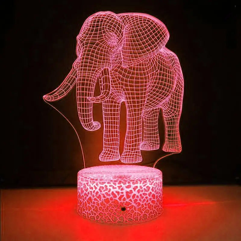 LumiElephant - 3D LED Night Light with Color Change and Optical Illusion