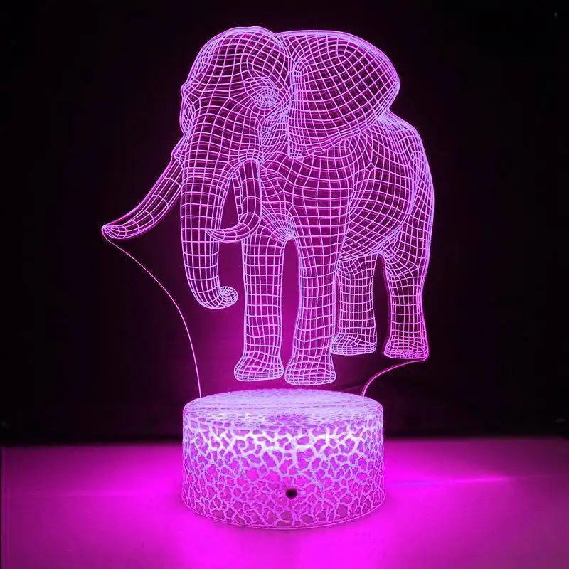LumiElephant - 3D LED Night Light with Color Change and Optical Illusion