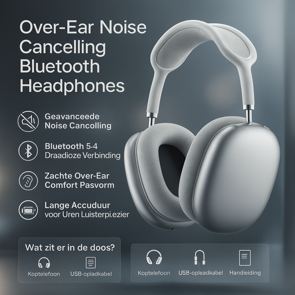 Cuffie Bluetooth Over Ear Wireless Noise Cancelling Microfono