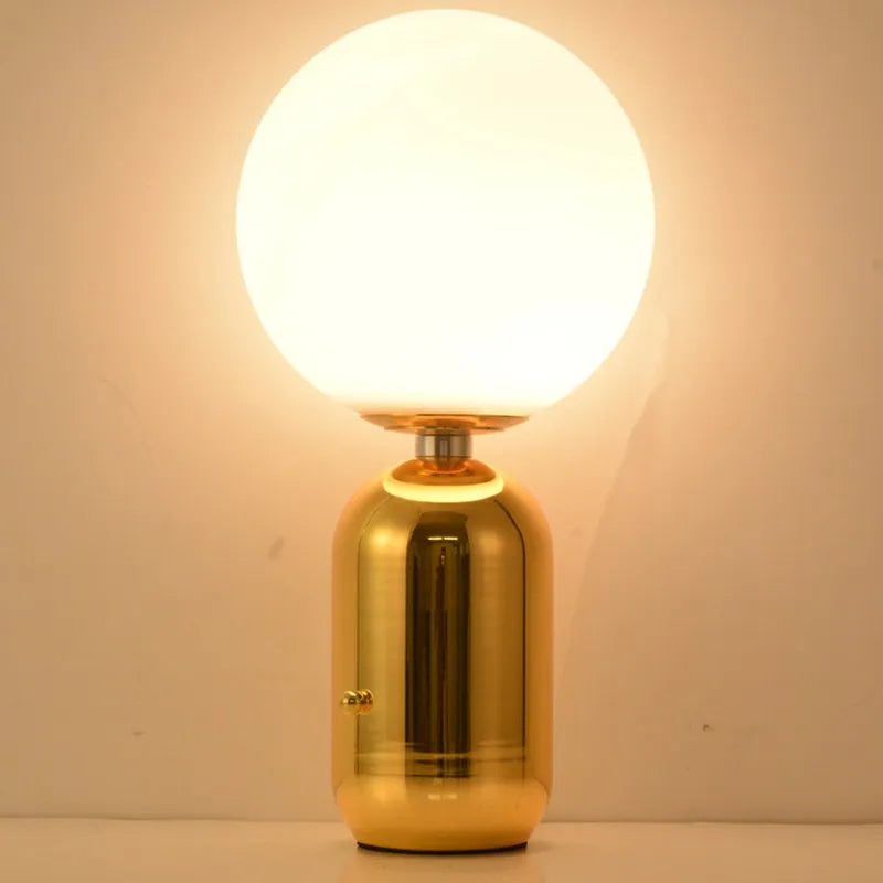 NordicGlow – Table Lamp with Glass Globe and LED Lighting