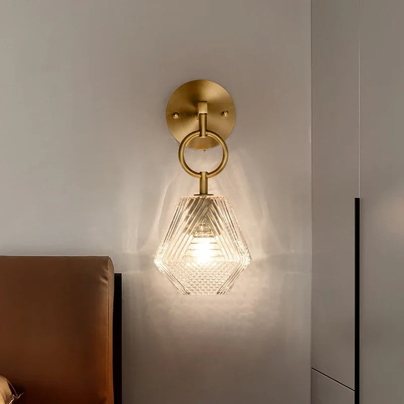 BrassGlow - Modern Glass Wall Lamp in Vintage Style