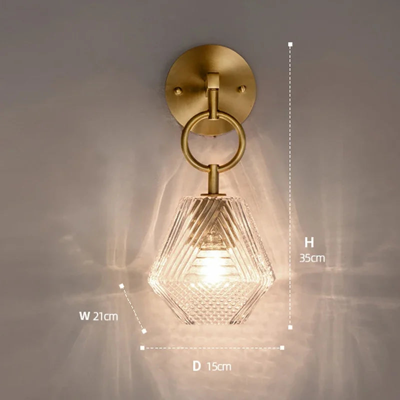 BrassGlow - Modern Glass Wall Lamp in Vintage Style