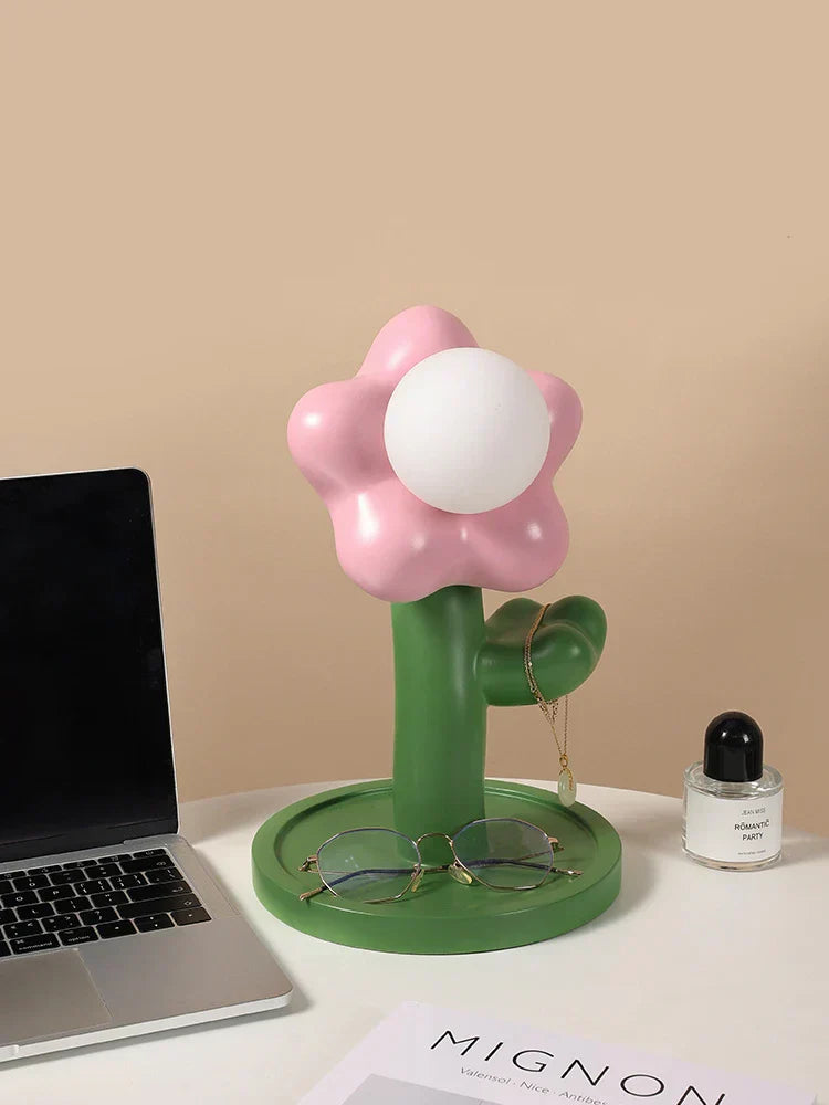 BloomShine - Lámpara de mesa LED en forma de flor para habitación infantil – Lámpara nocturna decorativa con diseño floral, iluminación regulable