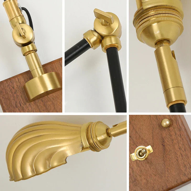 LightCraft - Adjustable Vintage Wall Lamp made of Brass and Wood