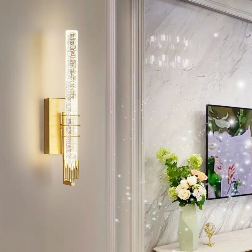 CrystalGold - Elegant LED Wall Lamp in Gold with Crystals for Living Room & Bedroom