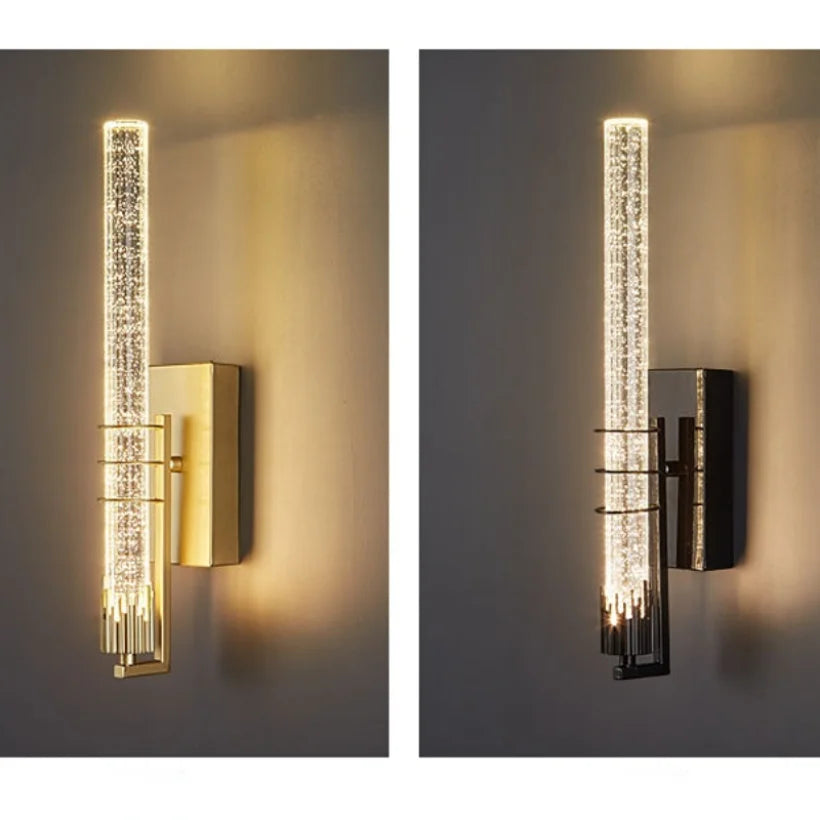CrystalGold - Elegant LED Wall Lamp in Gold with Crystals for Living Room & Bedroom