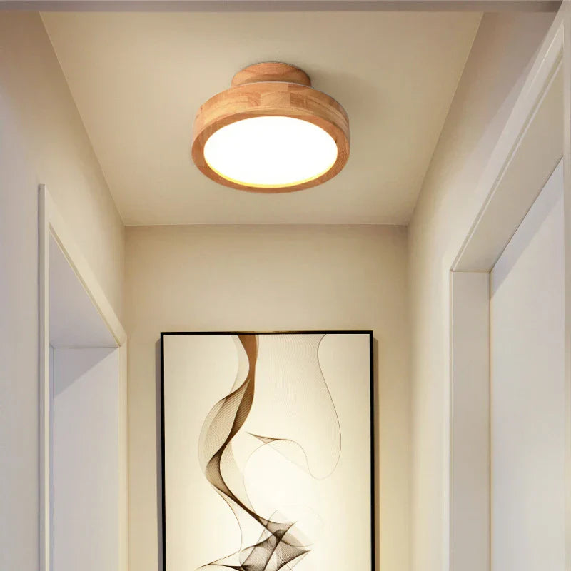 ScandiGlow - Ronde Houten Plafondlamp van Scandinavische Oorsprong