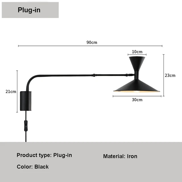 LumiFlex - Nordic Swing Wall Lamp – Adjustable LED Reading Lamp for Living and Work Spaces