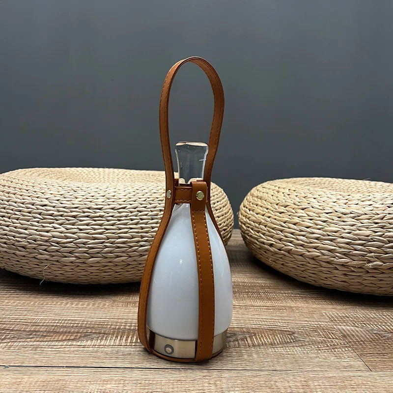 LumeCarry – Portable LED Bottle Lamp with Leather Handle