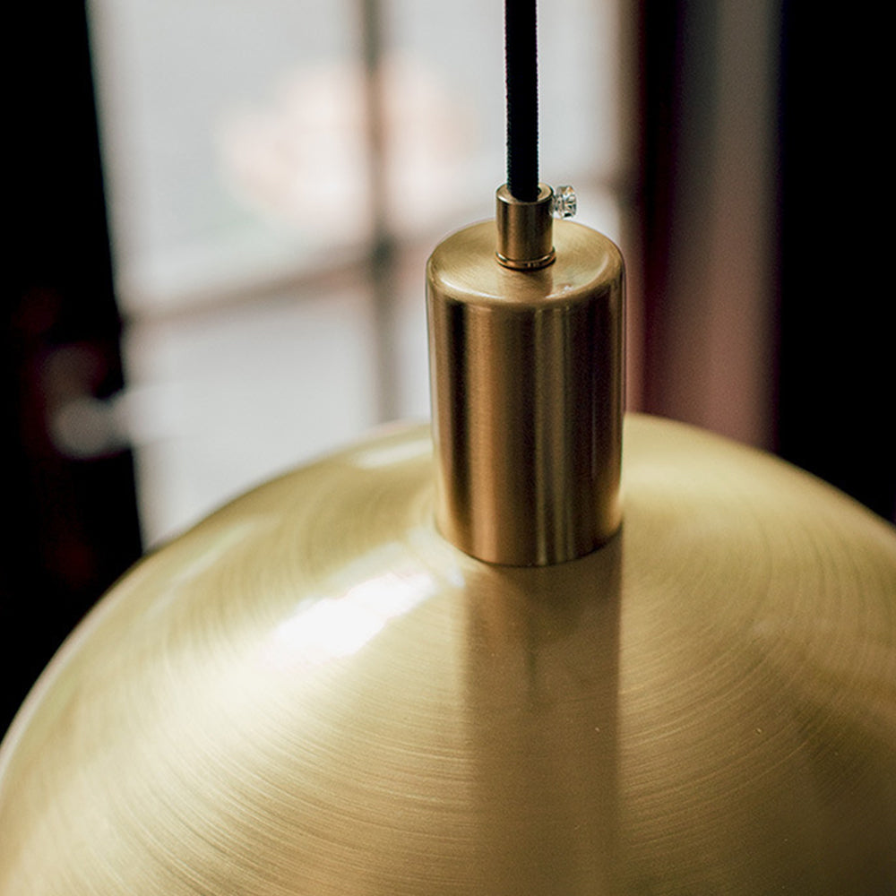 Mid-Century Moderne Messing Koepel Hanglamp