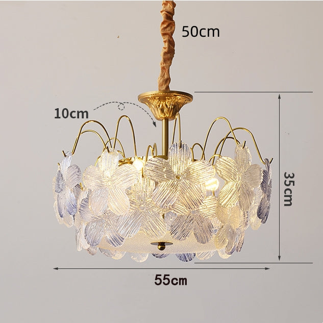 Lampadario classico a forma di fiore con vetro colorato per il soggiorno