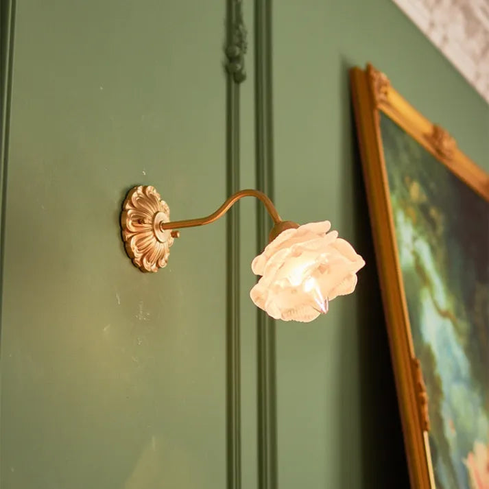 BlossomGlow – Vintage Copper Petal Wall Lamp