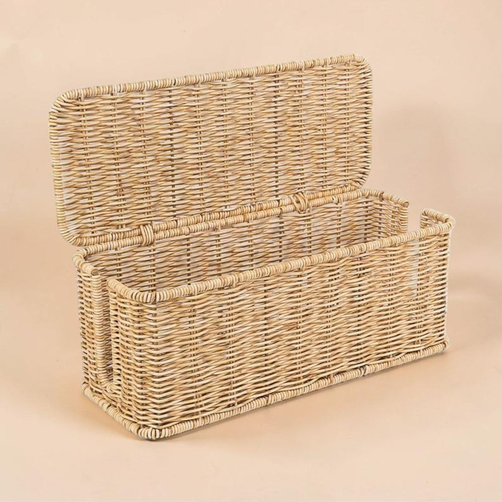 Opbergdoos Kabelmanagement Box Rattan Stijl Organizer Kabelhouder