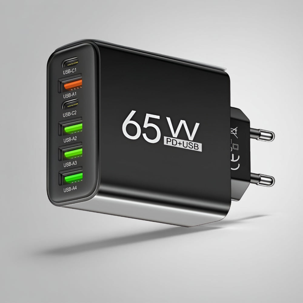 Caricatore USB Rapido 65W Multi Porta Smartphone Tablet
