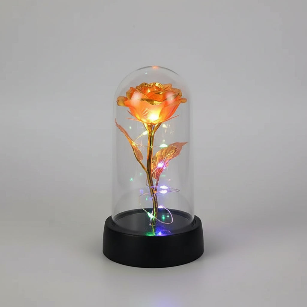 Fiori Artificiali Rose Illuminate Vetro Regalo Romantico San Valentino