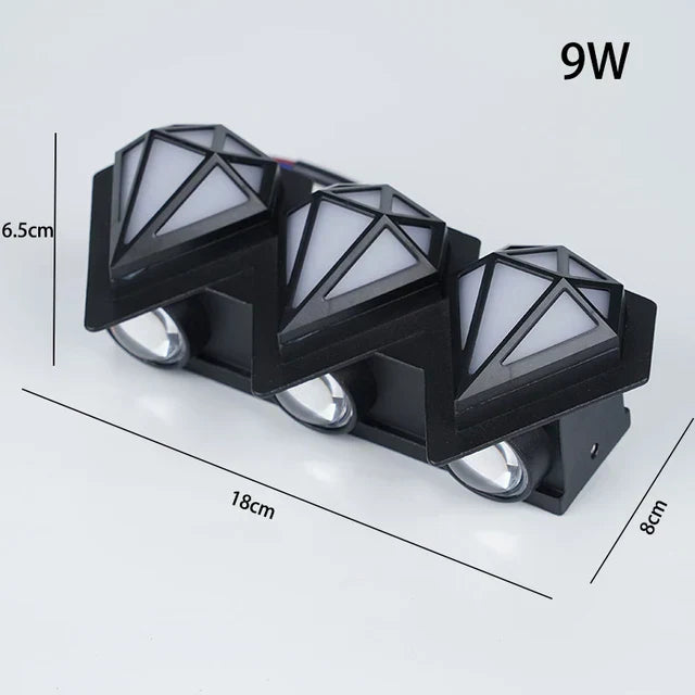 LumiDiamond – Lámpara de pared LED para exterior con diseño de diamante – Resistente a la intemperie y decorativa