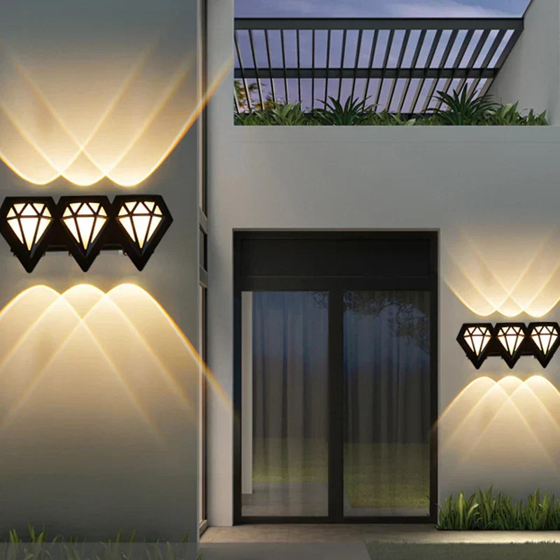 LumiDiamond – Lámpara de pared LED para exterior con diseño de diamante – Resistente a la intemperie y decorativa