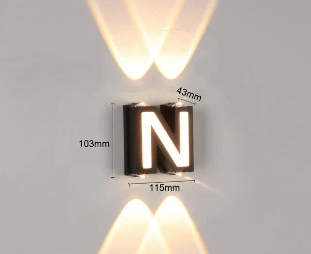 LumiLetter - Lampada da parete esterna a LED con lettere illuminate – Illuminazione decorativa resistente alle intemperie