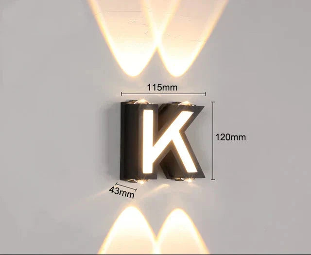 LumiLetter - Lampada da parete esterna a LED con lettere illuminate – Illuminazione decorativa resistente alle intemperie